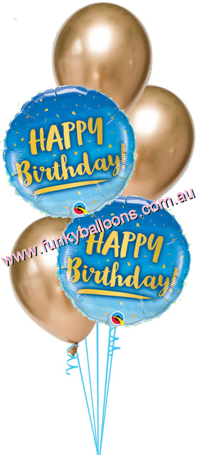 (image for) Blue + Gold Speckles Birthday Bouquet - Click Image to Close