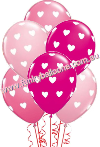 (image for) Half a Dozen Big Pink Heart Prints Bouquet - Click Image to Close