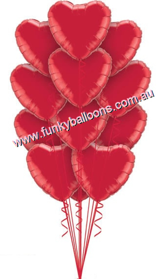 (image for) A Dozen Red Heart Balloons - Click Image to Close