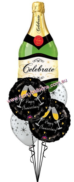 (image for) Elegant Champagne Bottle Anniversary Bouquet