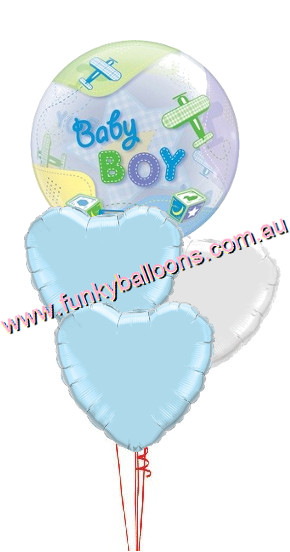 Baby Boy Bubble + Hearts Bouquet